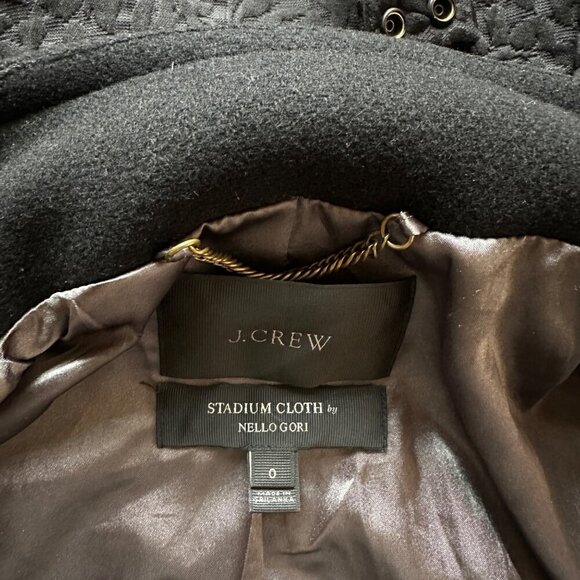 J. Crew Womens Wool Stadium Cloth Cocoon Coat Size 0 Black Capsule Minimalist - Picture 5 of 8